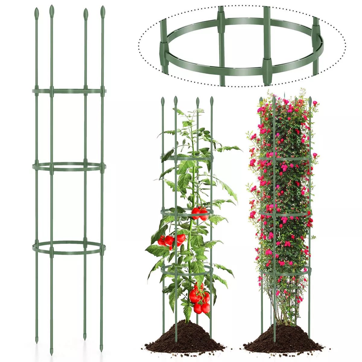 Costway 2-Pack Garden Trellis 56" Plant Support & Tomato Cages with Adjustable Height | Target