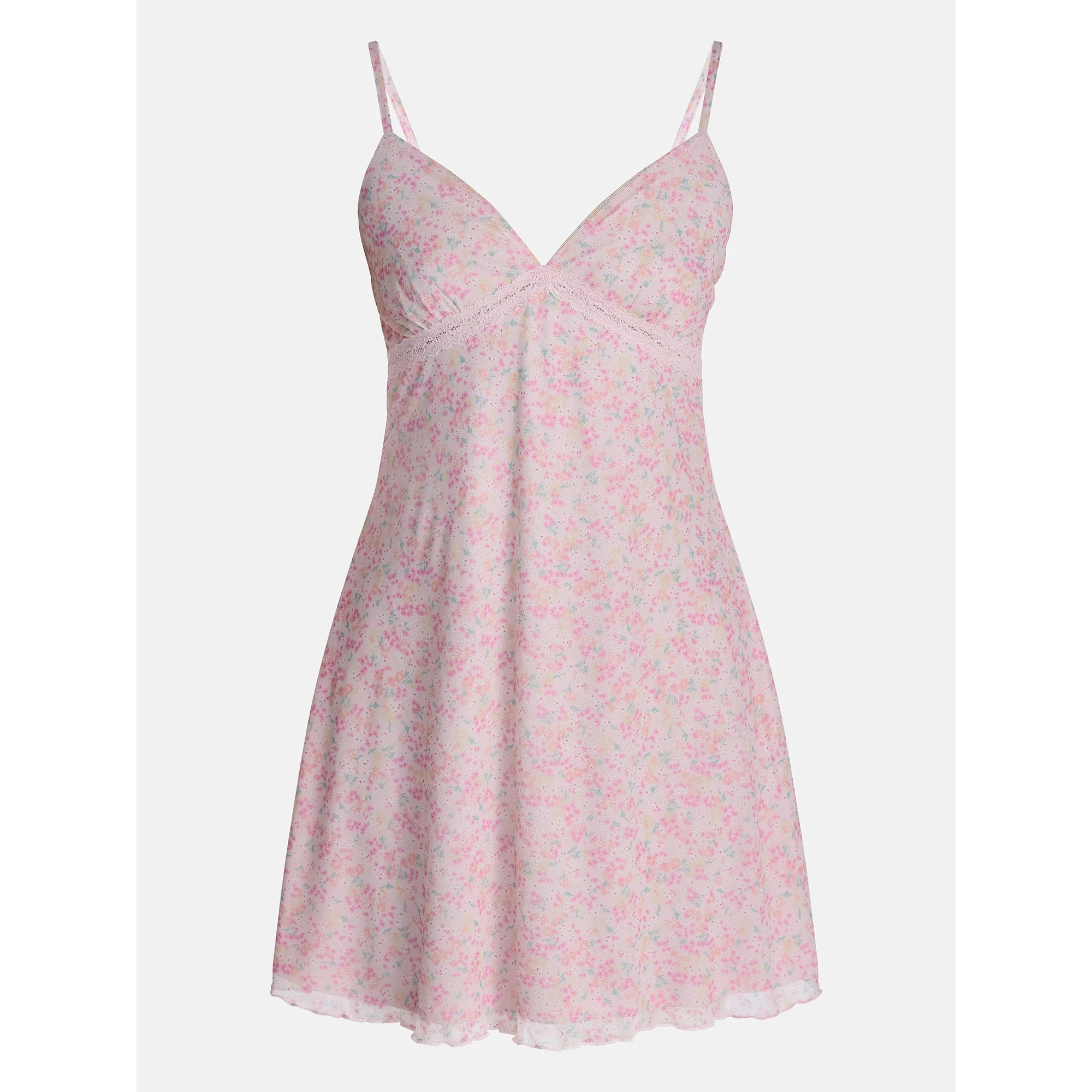 No Boundaries Lace Trim Mini Dress, Women’s XXS-XXL | Walmart (US)