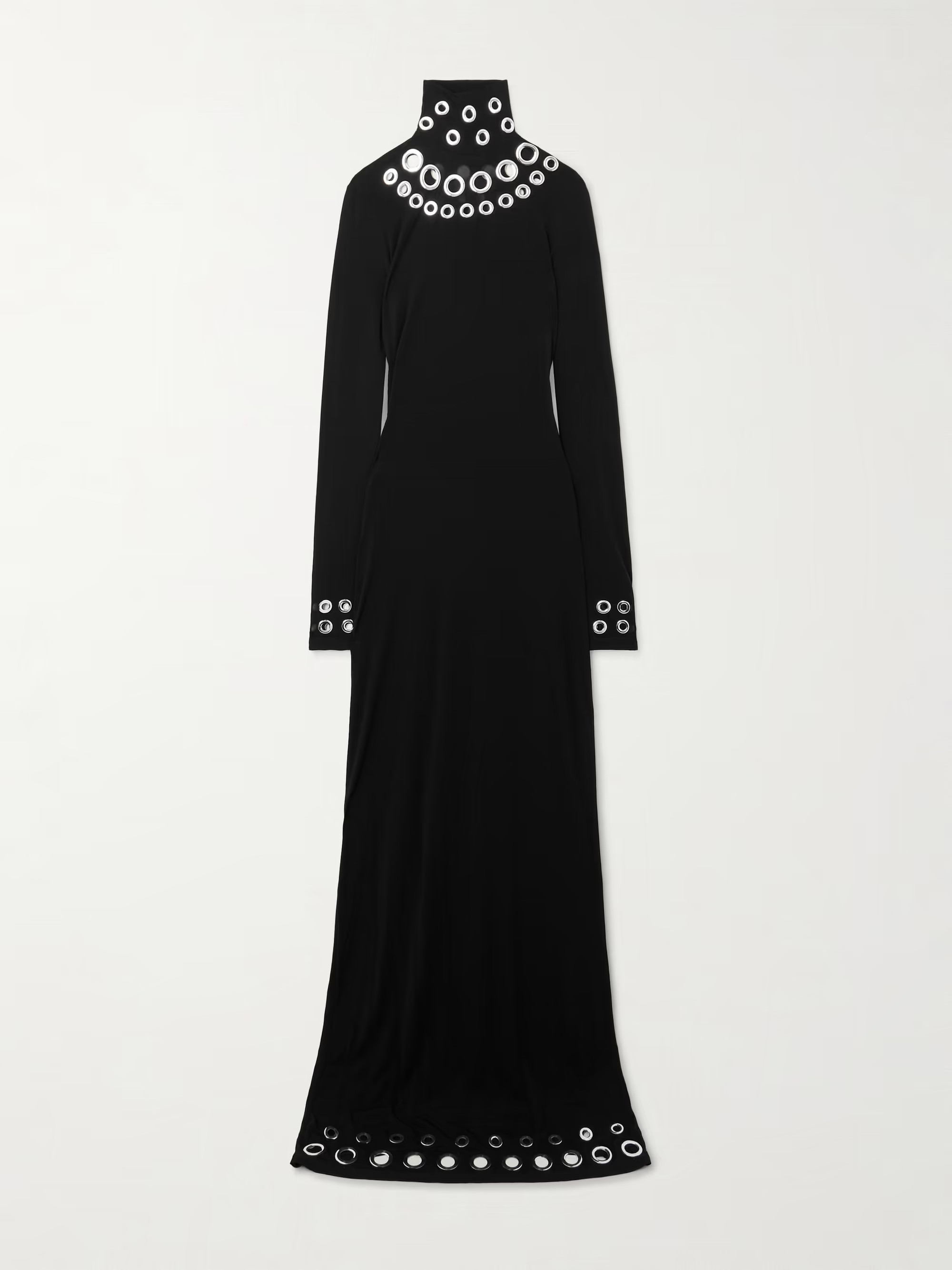 Eyelet-embellished stretch-jersey turtleneck maxi dress | NET-A-PORTER (UK & EU)