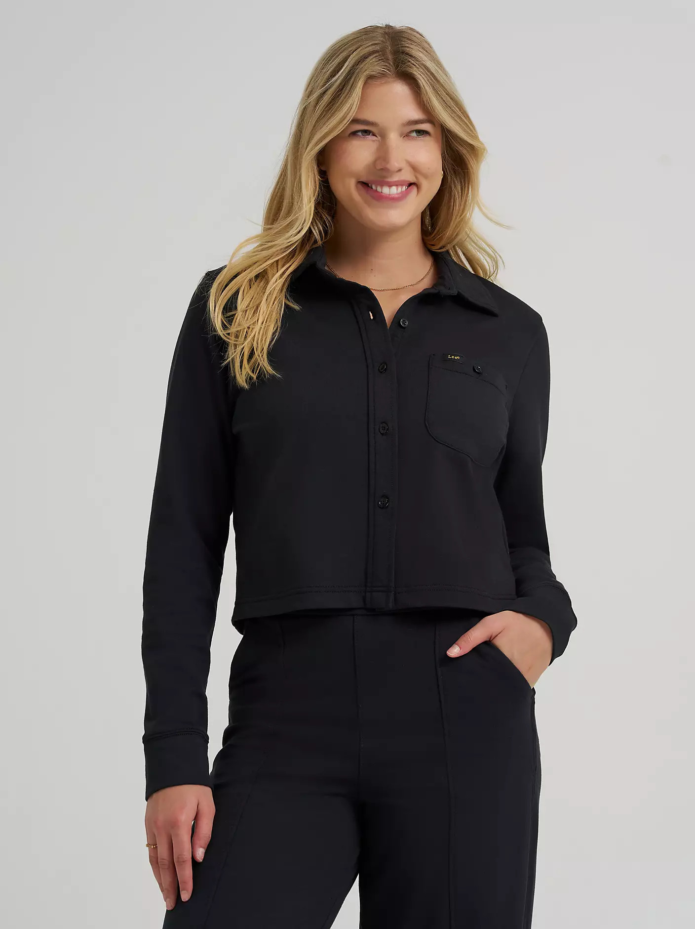 Women's All Purpose Solid Knit Button Down Shirt | Lee Jeans