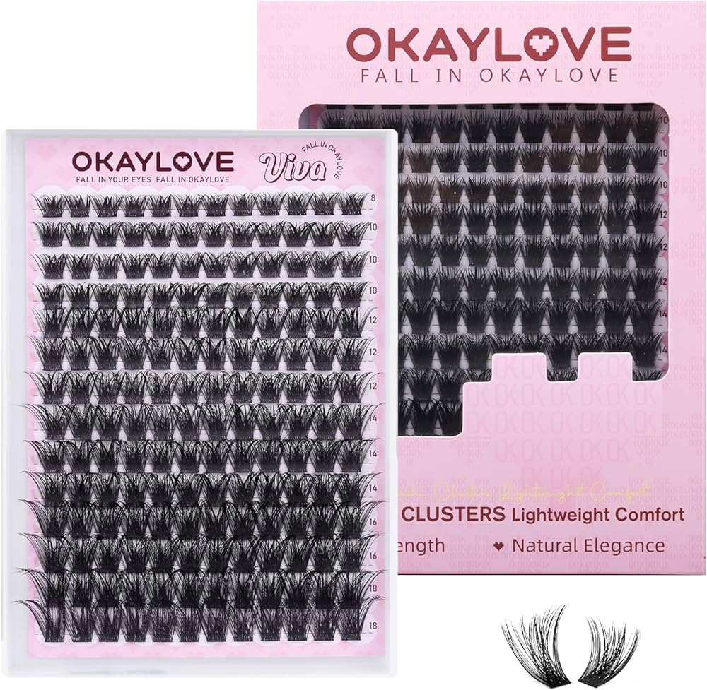 OKAYLOVE Fluffy Lash Clusters, VIVA 8-18mm Wispy Eyelash Clusters, 168pcs CC Curl Volume Cluster ... | Amazon (US)