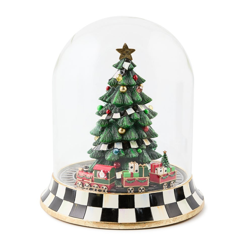 Christmas Tree Train Music Box Cloche | MacKenzie-Childs