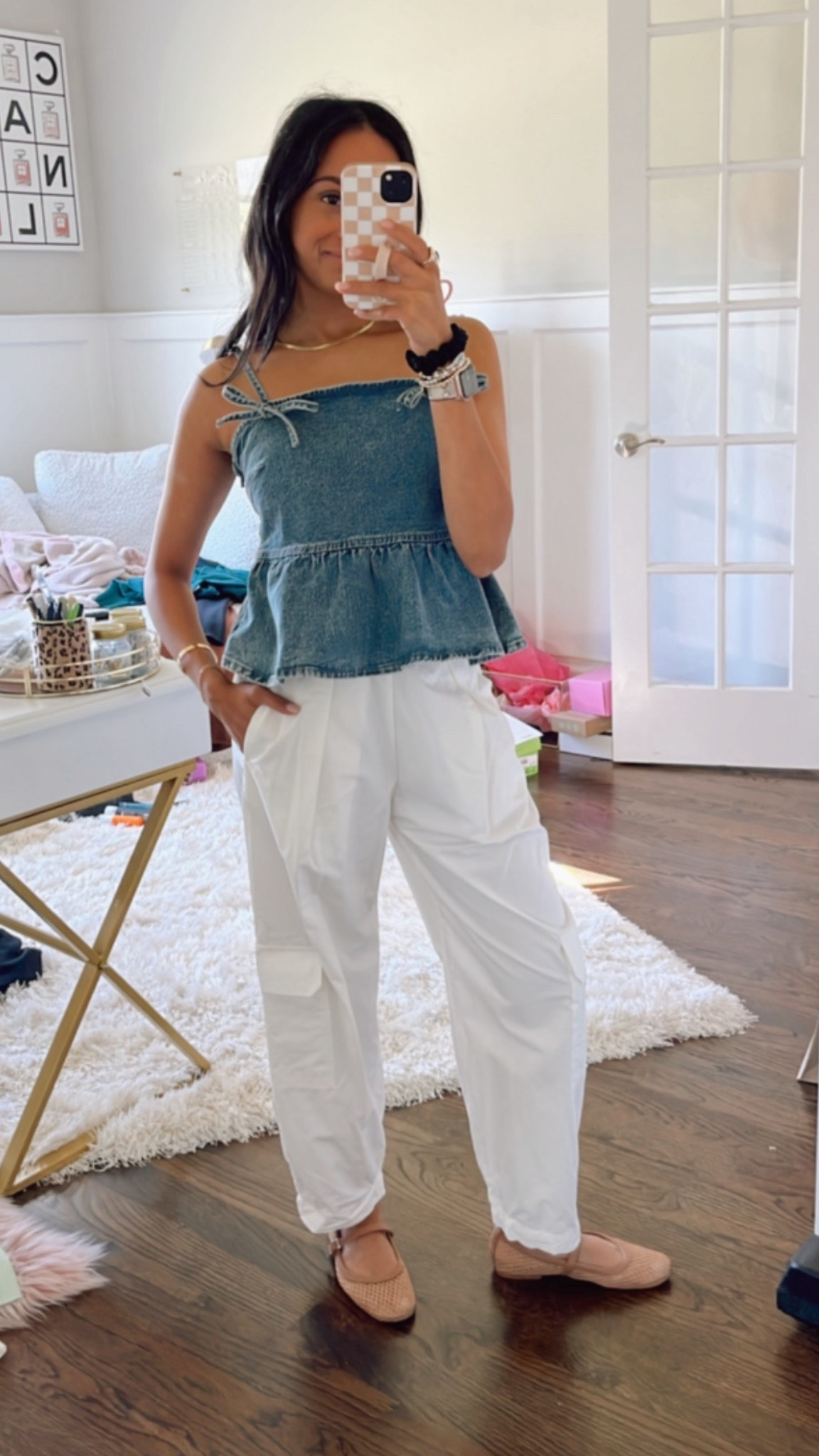 Denim peplum top
Wearing size xs, has adjustable straps
Pants are older Zara 

#LTKStyleTip #LTKSaleAlert #LTKFindsUnder50