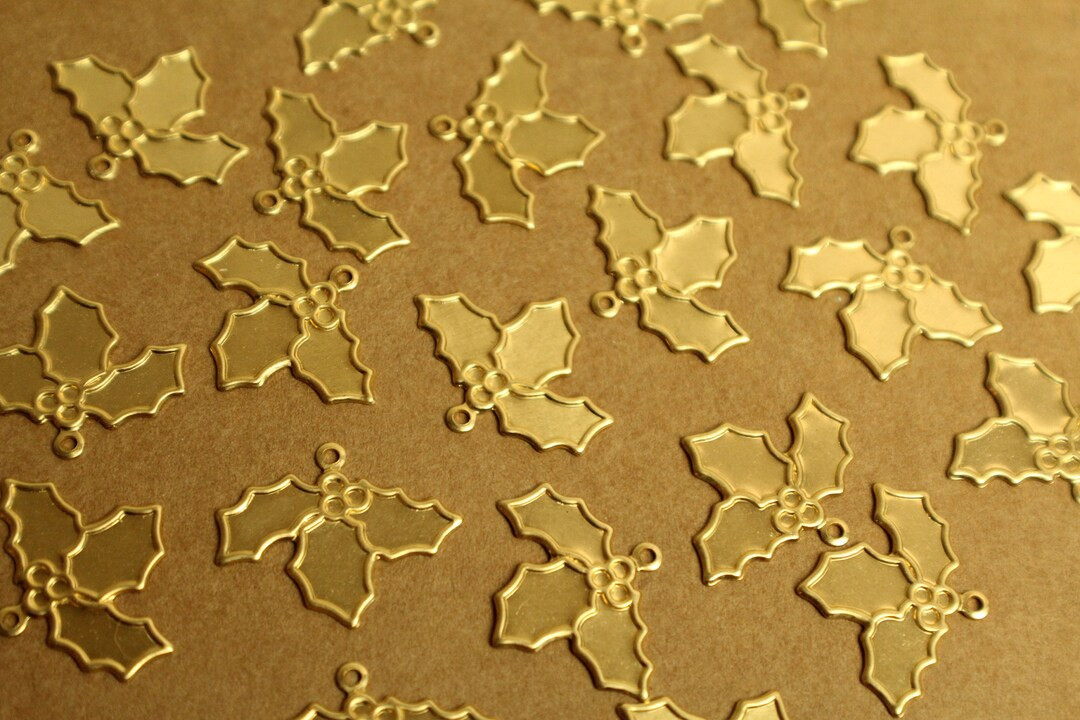 12 Pc. Raw Brass Holly Charms: 19mm by 24mm - Made in USA | RB-1345 - Etsy | Etsy (US)