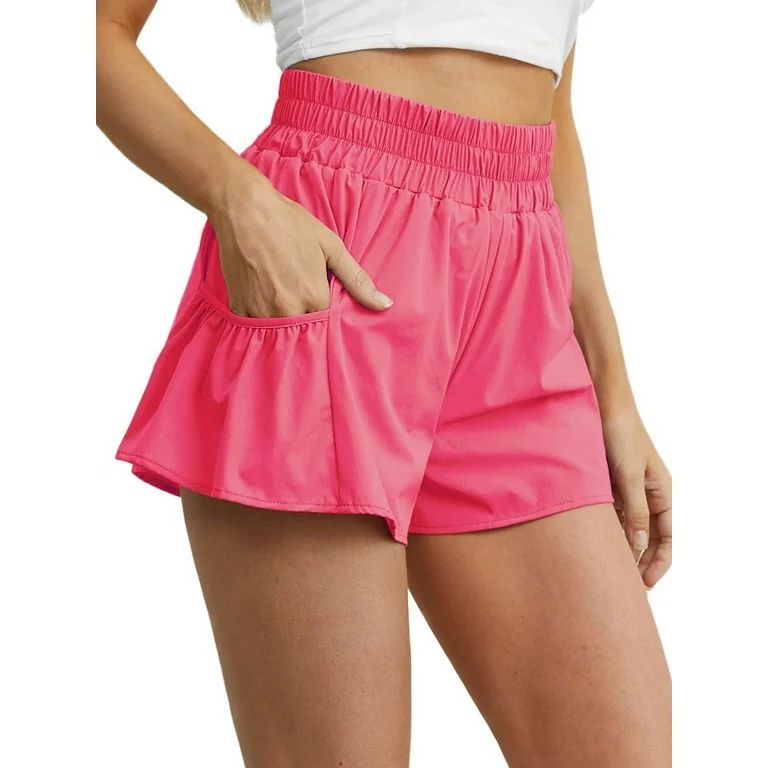 Cueply Women's Athletic Running Shorts Casual Gym Workout High Waisted Shorts with Liner Pockets | Walmart (US)