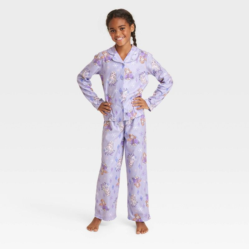 Girls' Disney Frozen Coat Pajama Set - Purple | Target