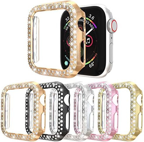 5Pack Protector Case Compatible with Apple Watch SE Series 6 5 4 40mm Cover, Double Row Bling Crysta | Amazon (US)