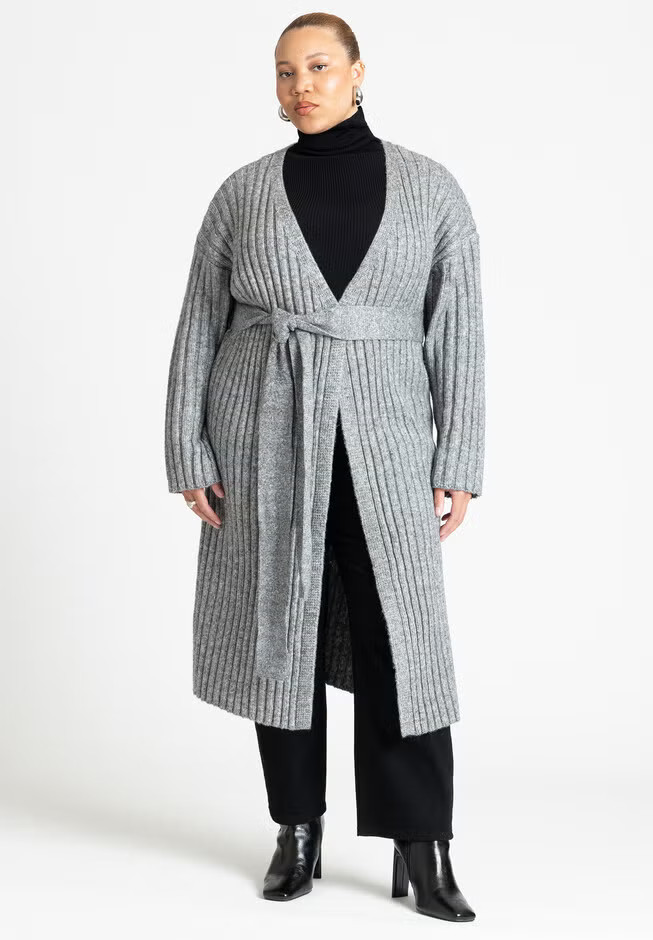 Long Belted Cardigan | Eloquii