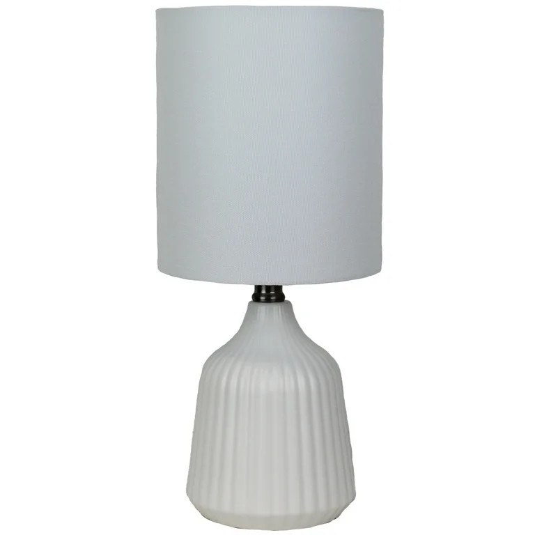Mainstays Warm White Ribbed Ceramic Table Lamp, 16"H | Walmart (US)