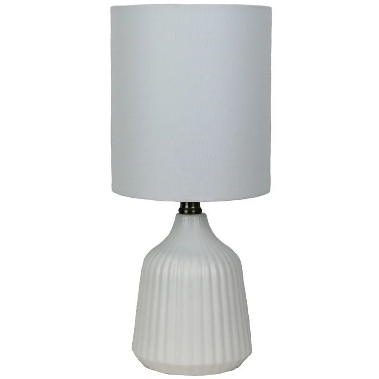 Mainstays Warm White Ribbed Ceramic Table Lamp, 16"H | Walmart (US)