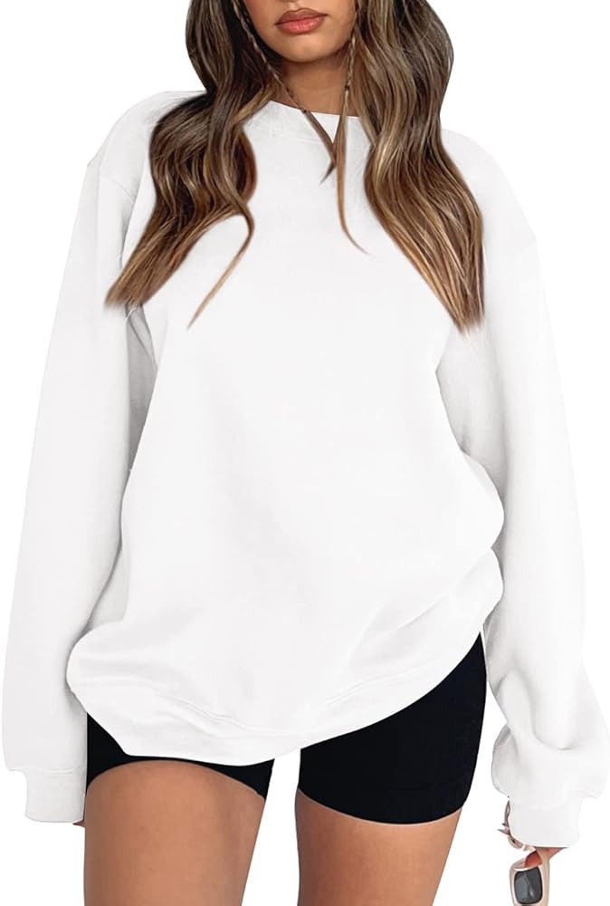 Beaully Women's Oversized Crewneck Long Sleeve Sweatshirts Casual Solid Pullover Sweatshirt Tops ... | Amazon (US)