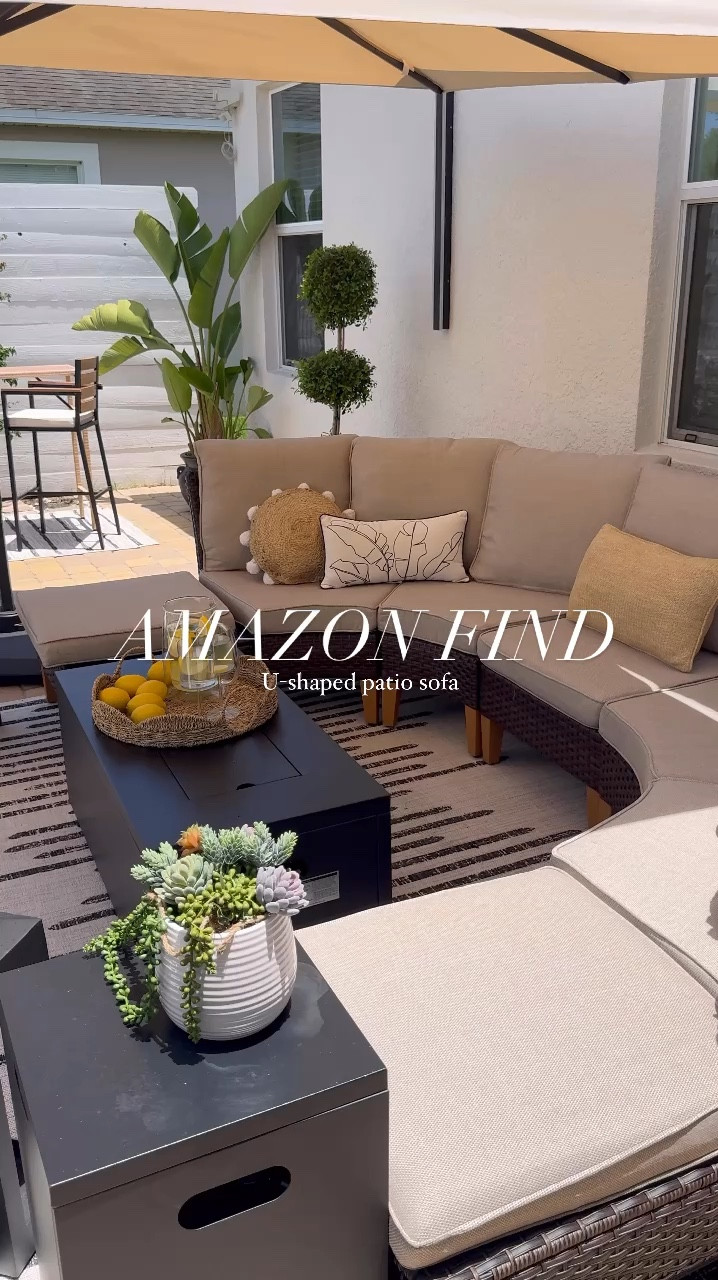 Amazon find; patio set ; affordable patio set: Patio Sofa ☀️🥰🤍

#LTKSeasonal #LTKHome #LTKVideo
