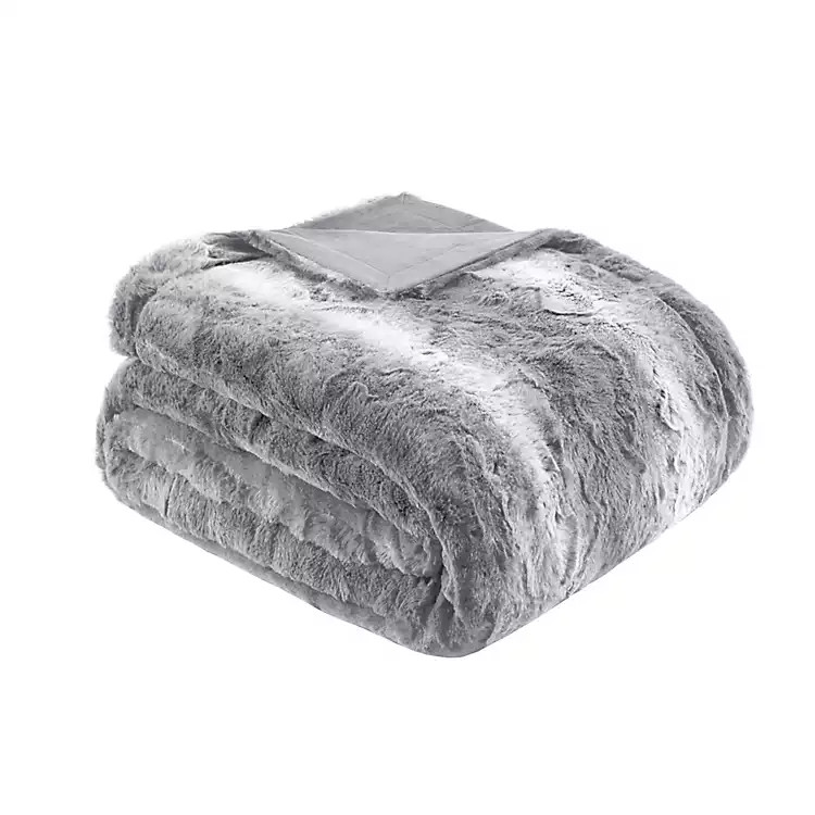 Gray Faux Fur Oversized Throw Blanket | Kirkland's Home