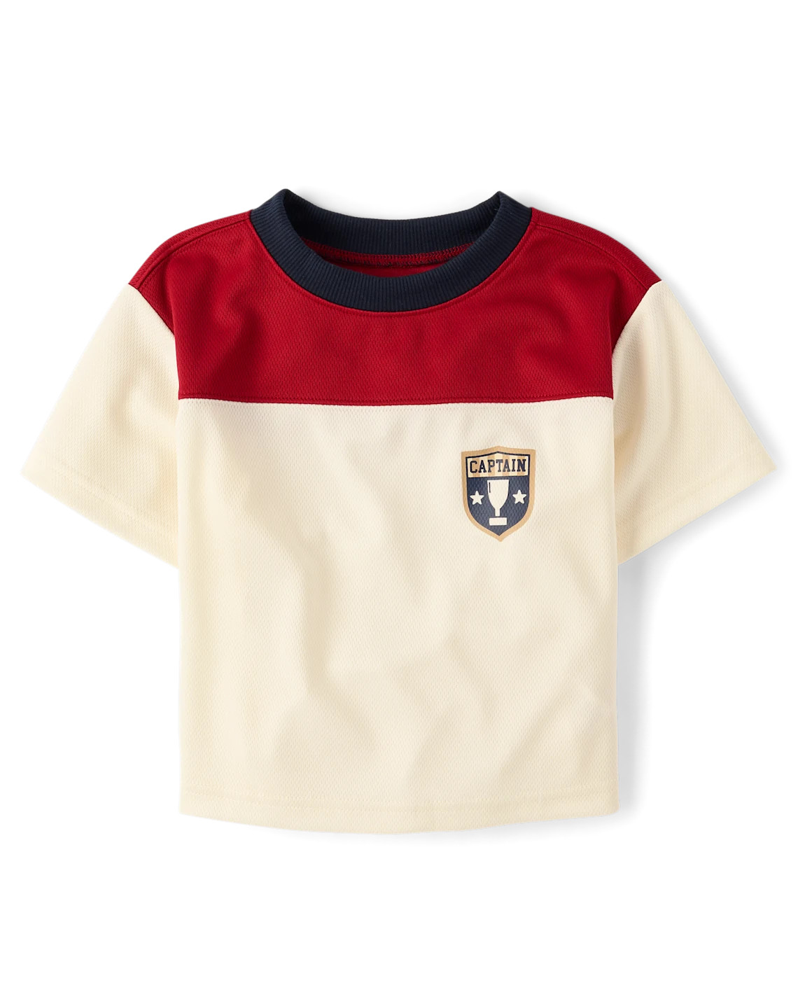 Baby And Toddler Boys Quick Dry Colorblock Mesh Football Top - cream | The Children's Place