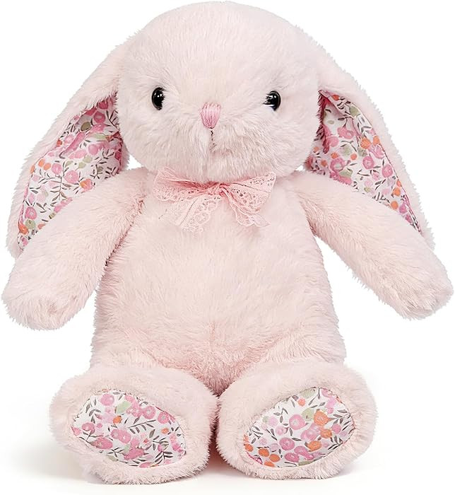 QUIRAI Easter Bunny Stuffed Animal - 14” Floral Bunny Plush with Weighted Bottom for Sitting, C... | Amazon (US)
