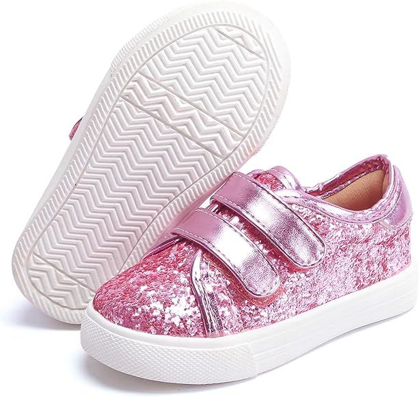 Felix & Flora Toddler/Little Kid Girls Running Shoes Sports Sneakers Princess Casual Glitter Shoes | Amazon (US)