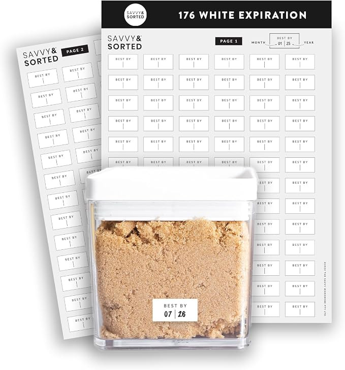 SAVVY & SORTED Expiration Date Pantry Labels,176 Waterproof Food Expiration Date Label for Contai... | Amazon (US)