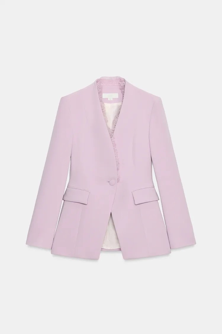 Looking for a beautiful blazer for work events or work travels? A statement in subtle detail — this fitted pink blazer feels both polished and beautifully expressive. Blazer: Under $110; Trousers: Under $70.

Keywords:

* pink blazer
* lace blazer
* fitted blazer
* tailored blazer women
* feminine blazer
* structured blazer
* statement blazer
* dressy blazer
* workwear outfit
* office outfit ideas
* business casual outfit
* brunch outfit
* event outfit
* elevated everyday style
* date night outfit
* spring outfit ideas
* soft feminine style
* romantic aesthetic
* soft luxury fashion
* modern elegance
* polished chic style
* minimal feminine outfit
* classy outfit aesthetic
* elegant fashion style

#LTKdayinmylife #LTKWorkwear #LTKootd