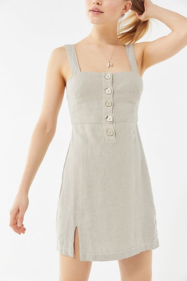 UO Avalon Linen Button-Front Mini Dress | Urban Outfitters (US and RoW)