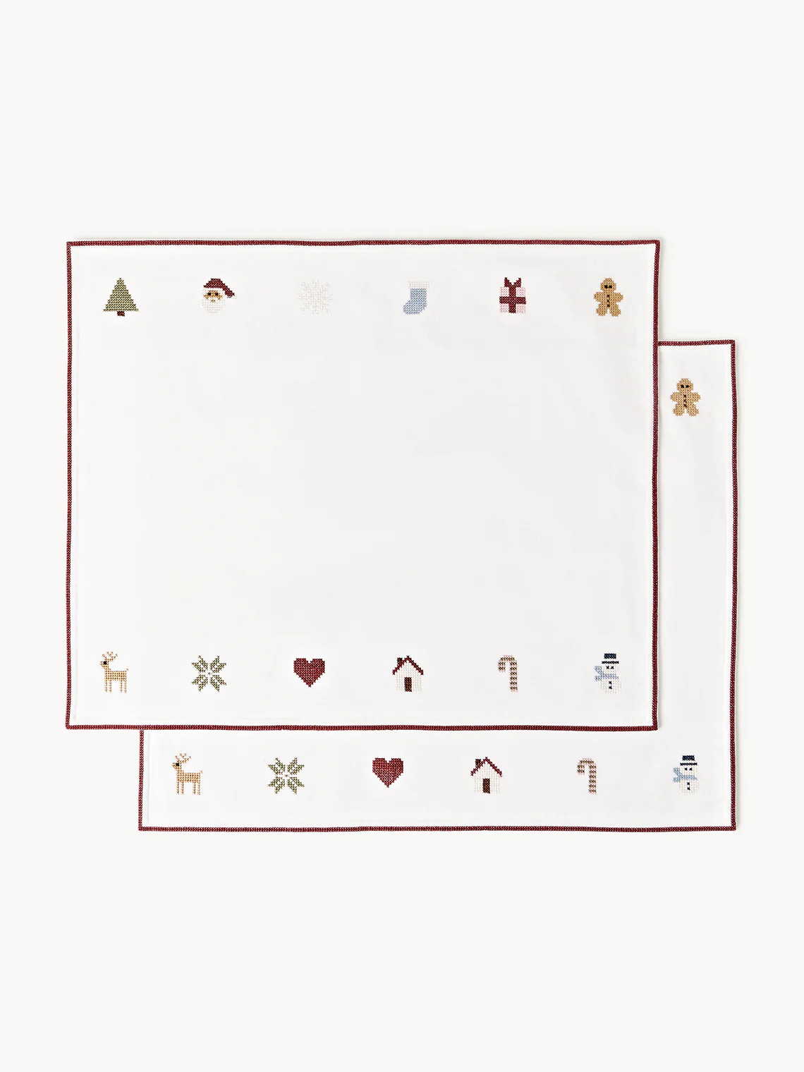 Bestickte weihnachtliche Tischsets Eloa, 2er-Set | Westwing EU