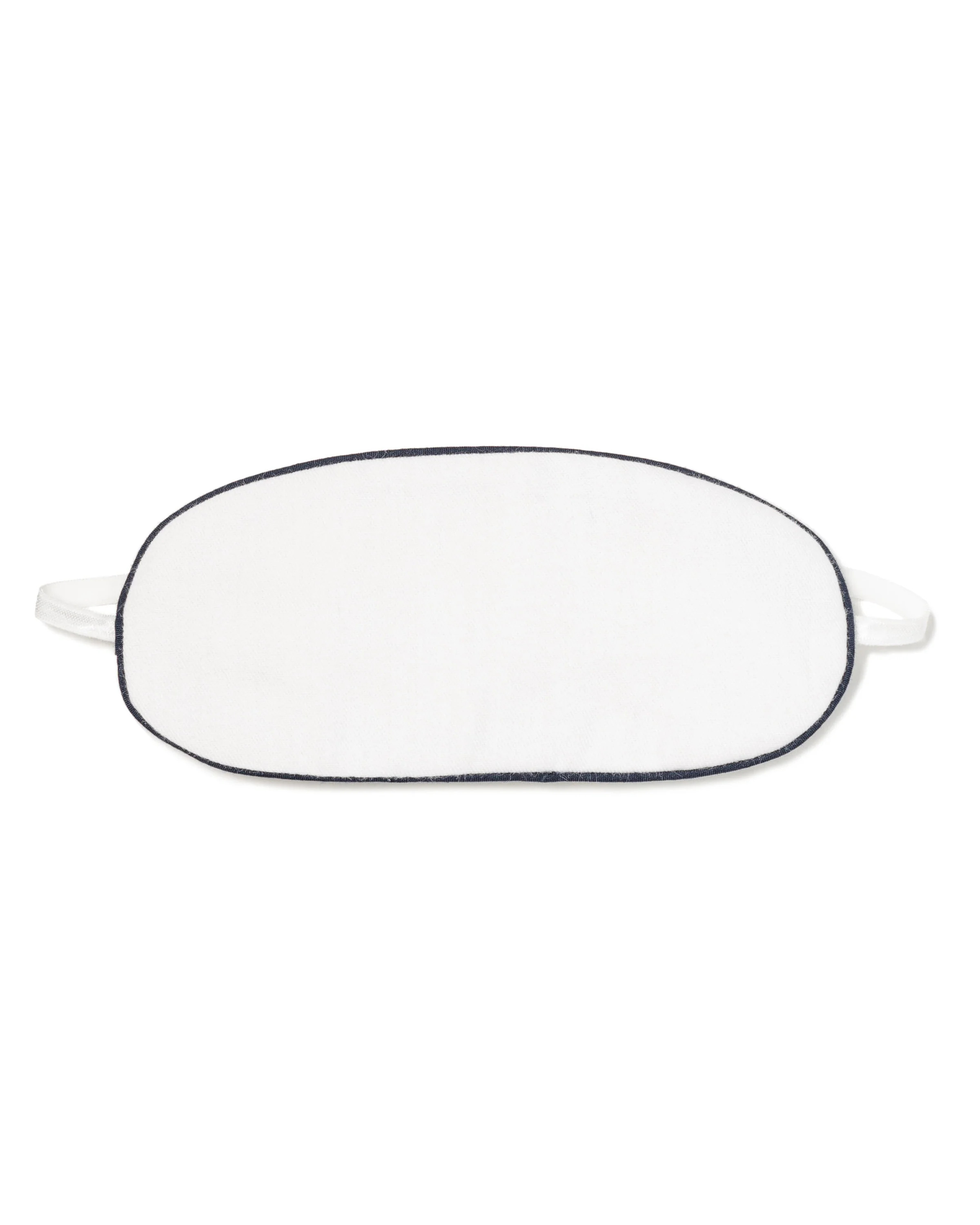 Kid's Twill Sleep Mask in White with Navy Piping | Petite Plume