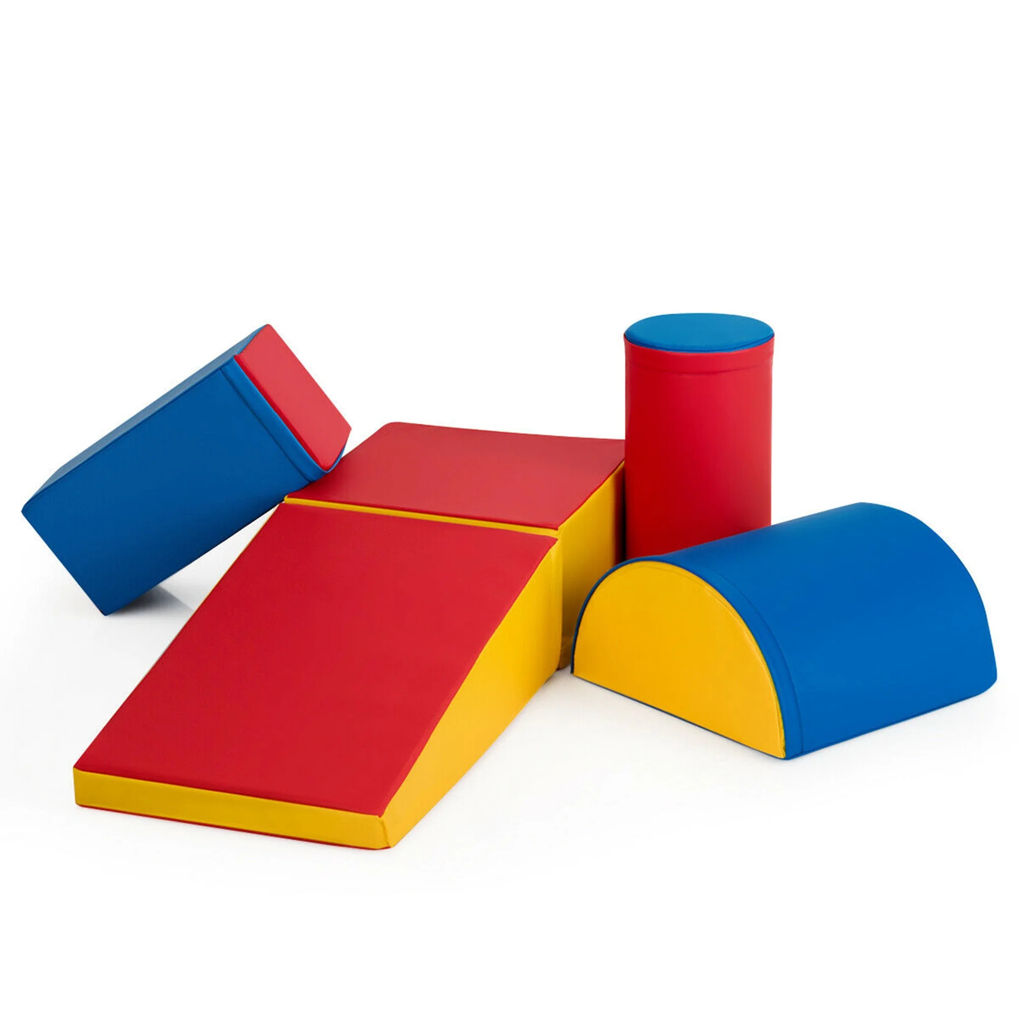 Gymax Kids 5-Piece Climb and Crawl Activity Play Set Safe Foam Blocks Soft Climber | Walmart (US)