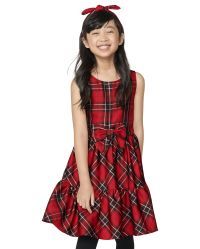 Girls Matching Family Plaid Tiered Dress - classicred | The Children's Place