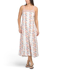 Linen Blend Sleeveless Godet Pleat Floral Maxi Dress | Marshalls