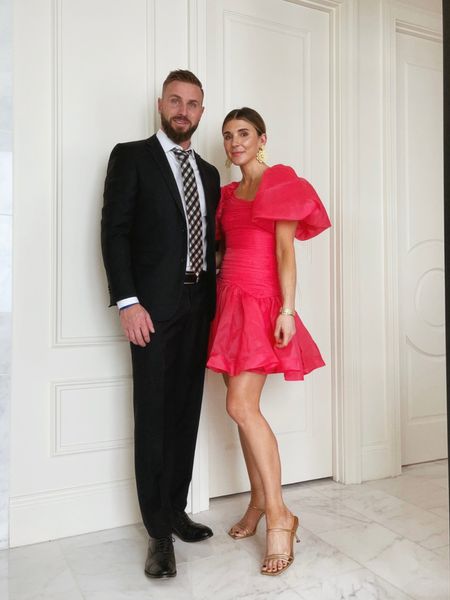Spring wedding guest dress and suit for him. 
Cellajaneblog
wearing size 4
