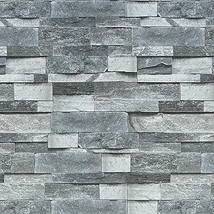 ConCus-T Grey Brick Wallpaper Faux Stone Effect Wall Brick Contact Paper Self Adhesive Waterproof... | Amazon (US)