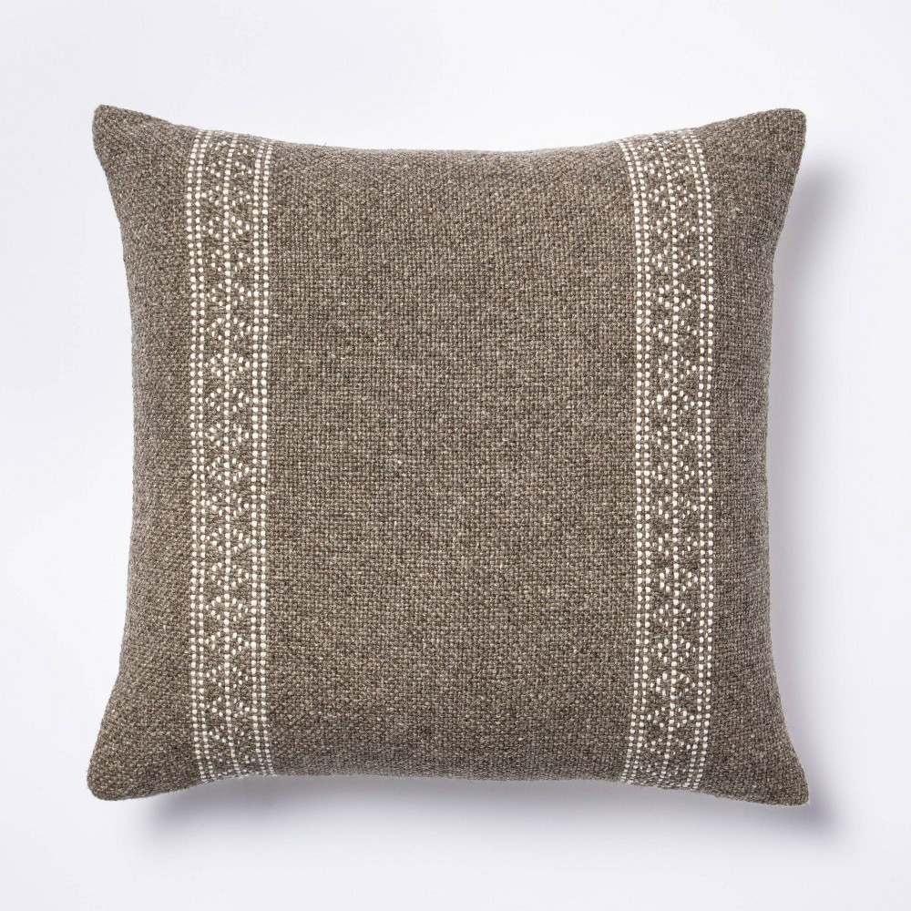 Woven Wool Cotton Square Throw Pillow Brown/Cream - Threshold™ designed with Studio McGee | Target