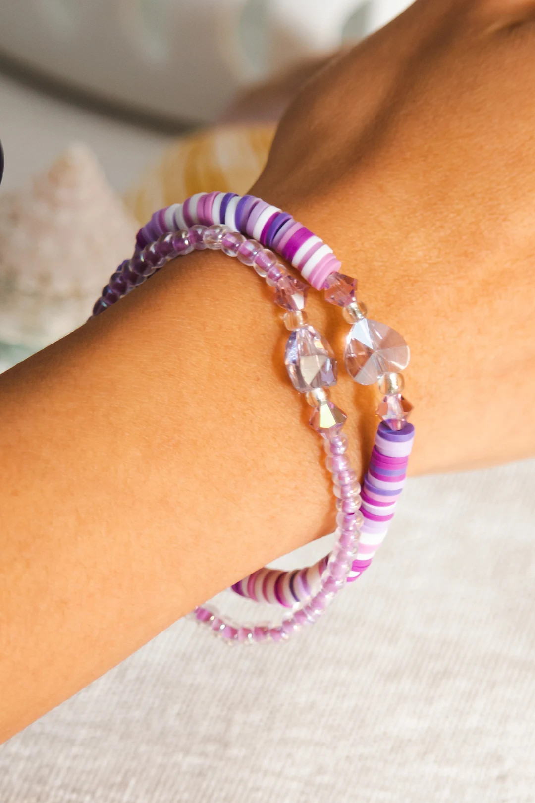 Purple corazon crystal bracelet set | Etsy (US)