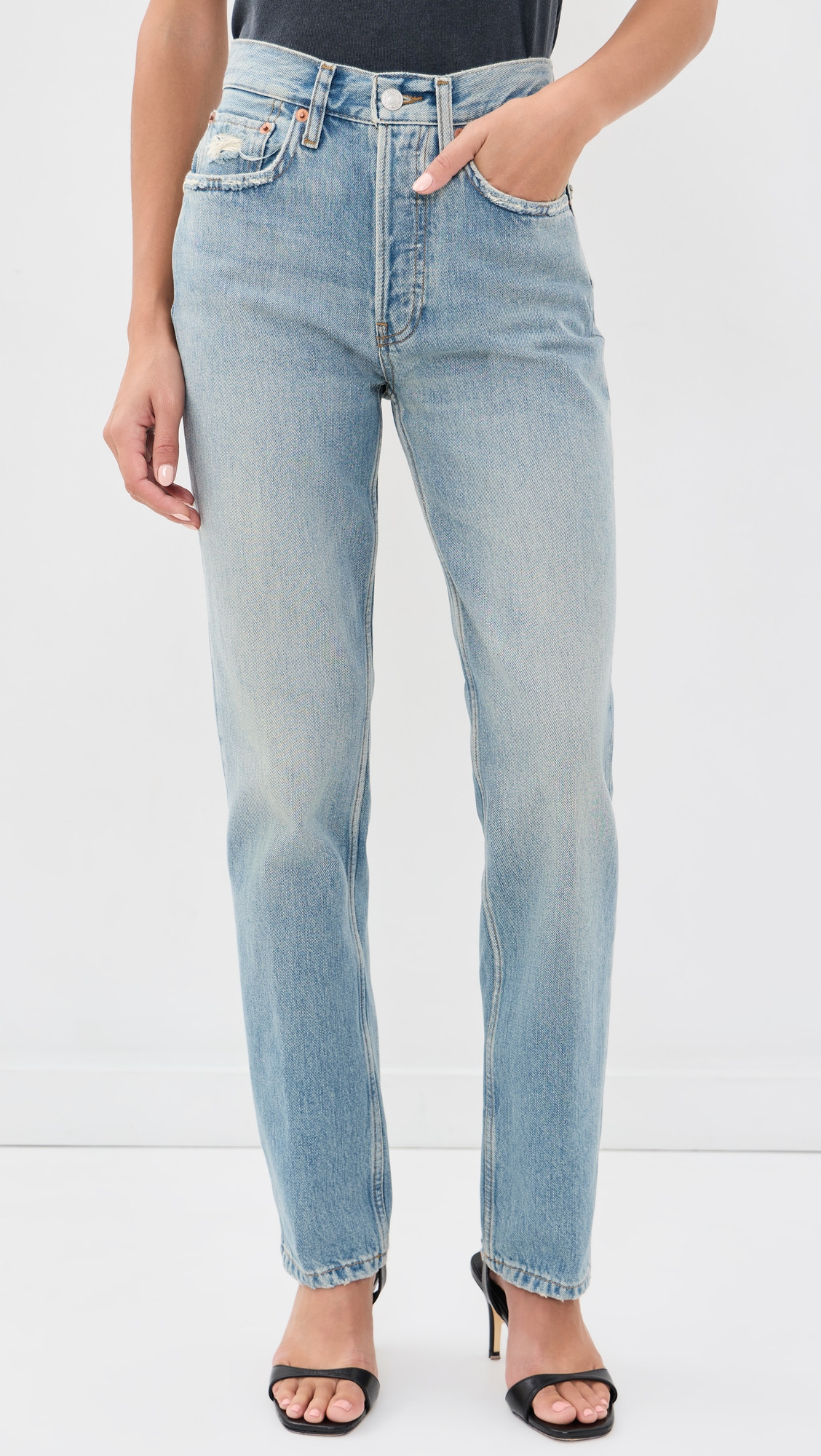 RE/DONE Stove Pipe Jeans Worn Blue 27 | Shopbop