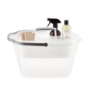 Casabella® 4 gal. Rectangular Bucket w/ Handle Translucent/Graphite | The Container Store