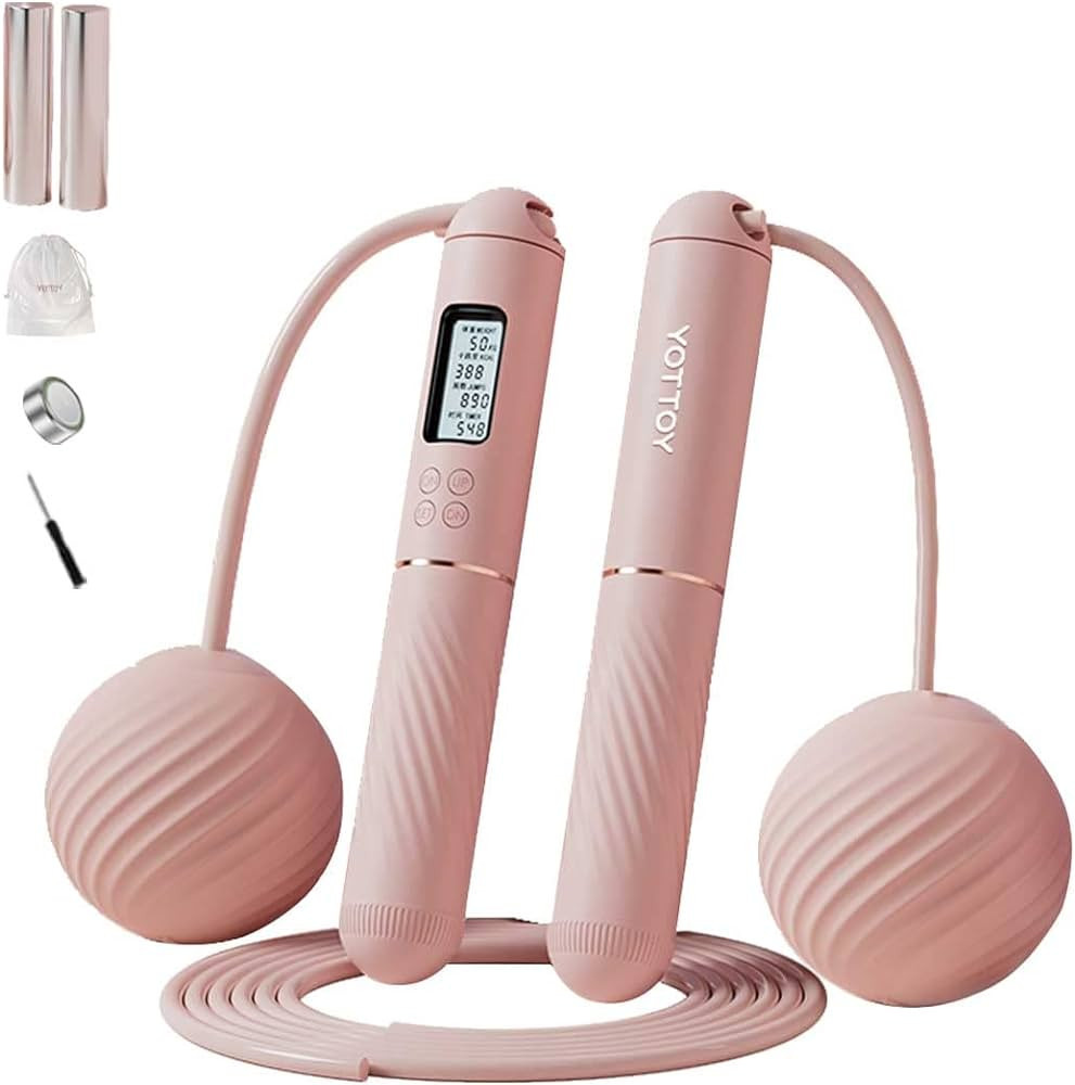 Jump Rope with Counter,YOTTOY Cordless Weighted Skipping Jump Rope for Fitness Exercise, Ropeless... | Amazon (US)