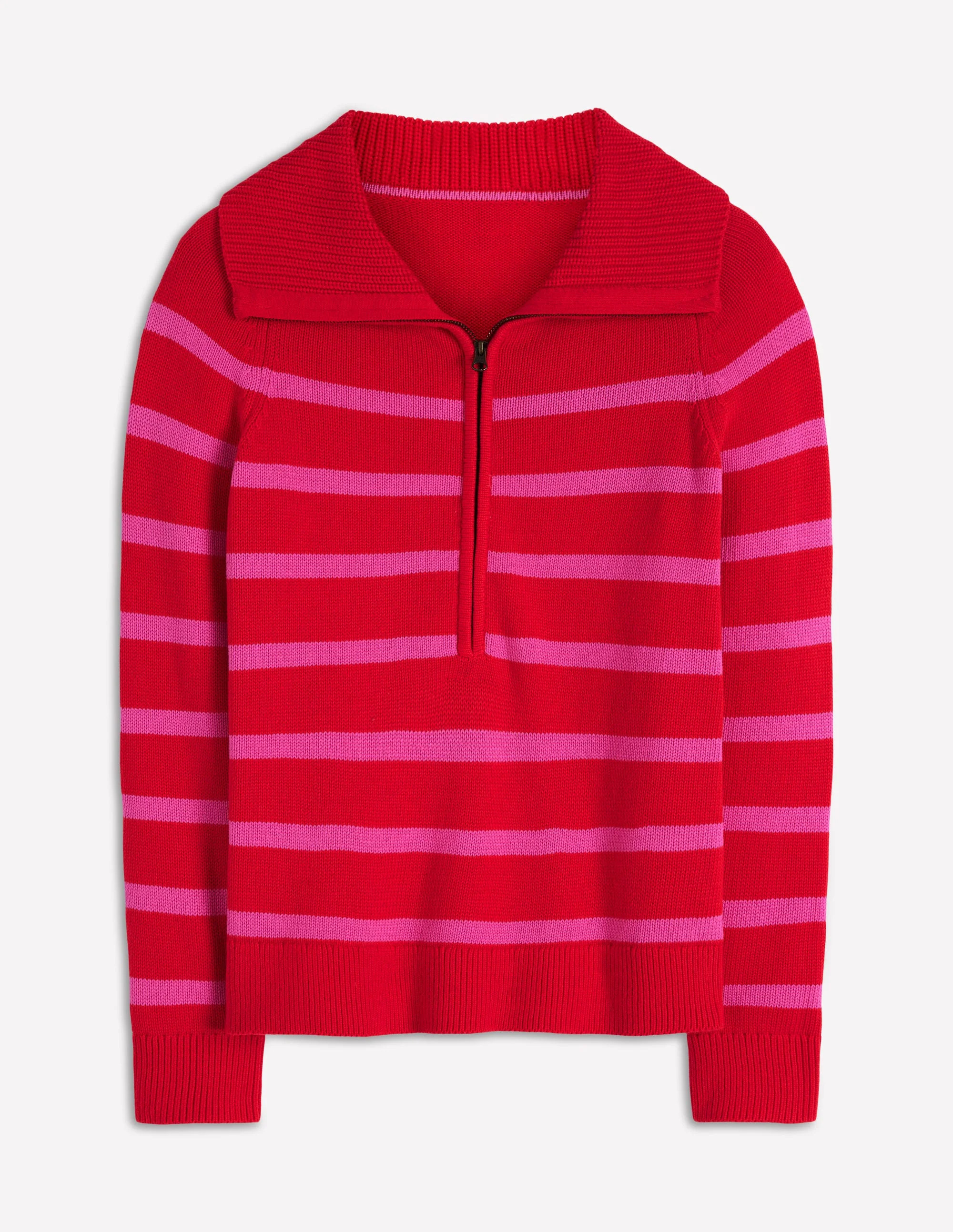 Lucy Half-zip Sweater-Pink/ Red | Boden (US)