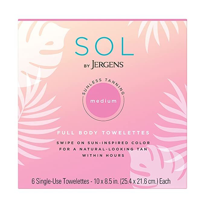 SOL by Jergens Full Body Self Tanner Towelettes, Streak-free Natural-Looking Sunless Tanning Wipe... | Amazon (US)
