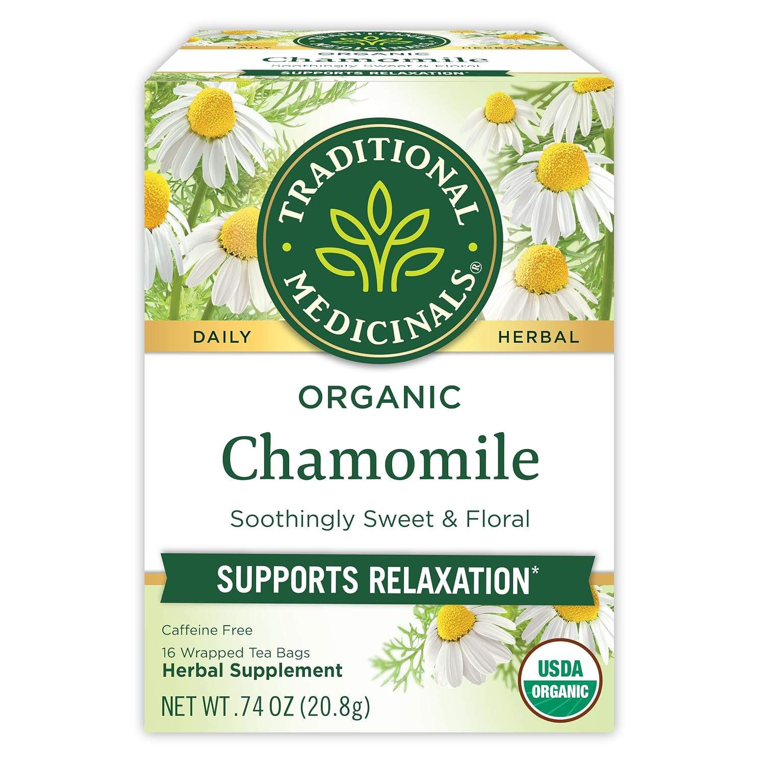 Traditional Medicinals Herbal Tea, Organic Chamomile, 16 Tea Bags (Pack of 1) | Amazon (US)