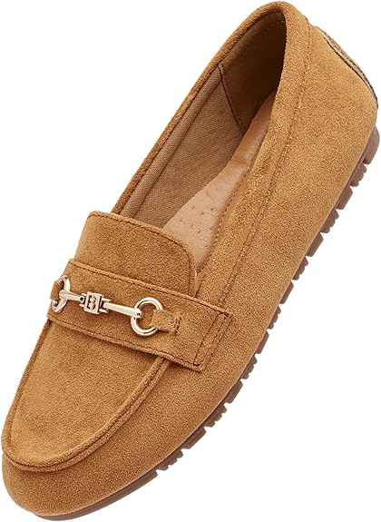 Women's Wide Loafers Casual Slip on Flat Shoes Women's Comfort Penny Loafers with Arch Support Wo... | Amazon (US)