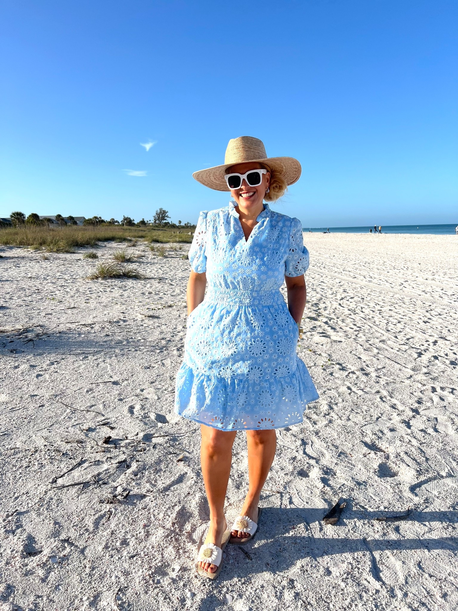 My blue and white eyelet dress is perfect for a beach resort or as a wedding guest!
Wearing a medium and fits true to size.

Obsessed with these blue and white hoop earrings too. They look amazing with this amazon dress.

Don’t forget to add the straw hat, sandals and sunglasses to complete this beach resort look!

#LTKSeasonal #LTKOver40 #LTKSaleAlert #LTKU #LTKTravel #LTKgrwm #LTKootd #LTKMidsize #LTKSwim #LTKFestival #LTKWedding #LTKMothersDay
