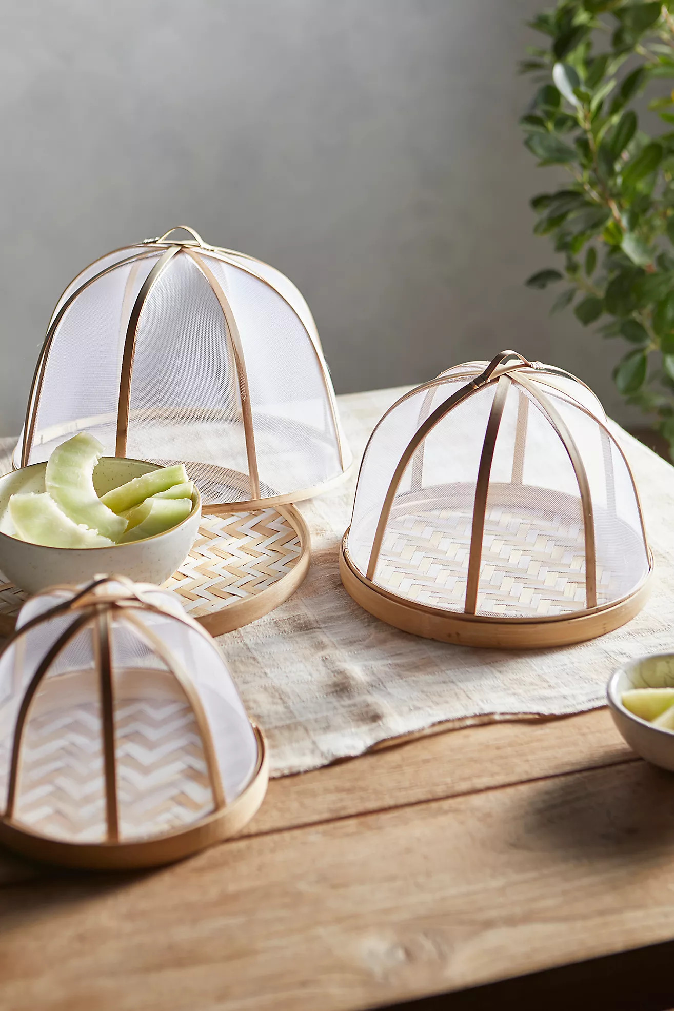 Herringbone Bamboo Food Cover | Anthropologie (US)