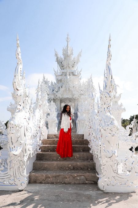 Wat Rong Khun , also known as the white temple, symbolizes purity and is one of the most popular temples in Chiang Rai 🤍

📍: Wat Rong Khun 

#LTKtravel #LTKstyletip #LTKAsia