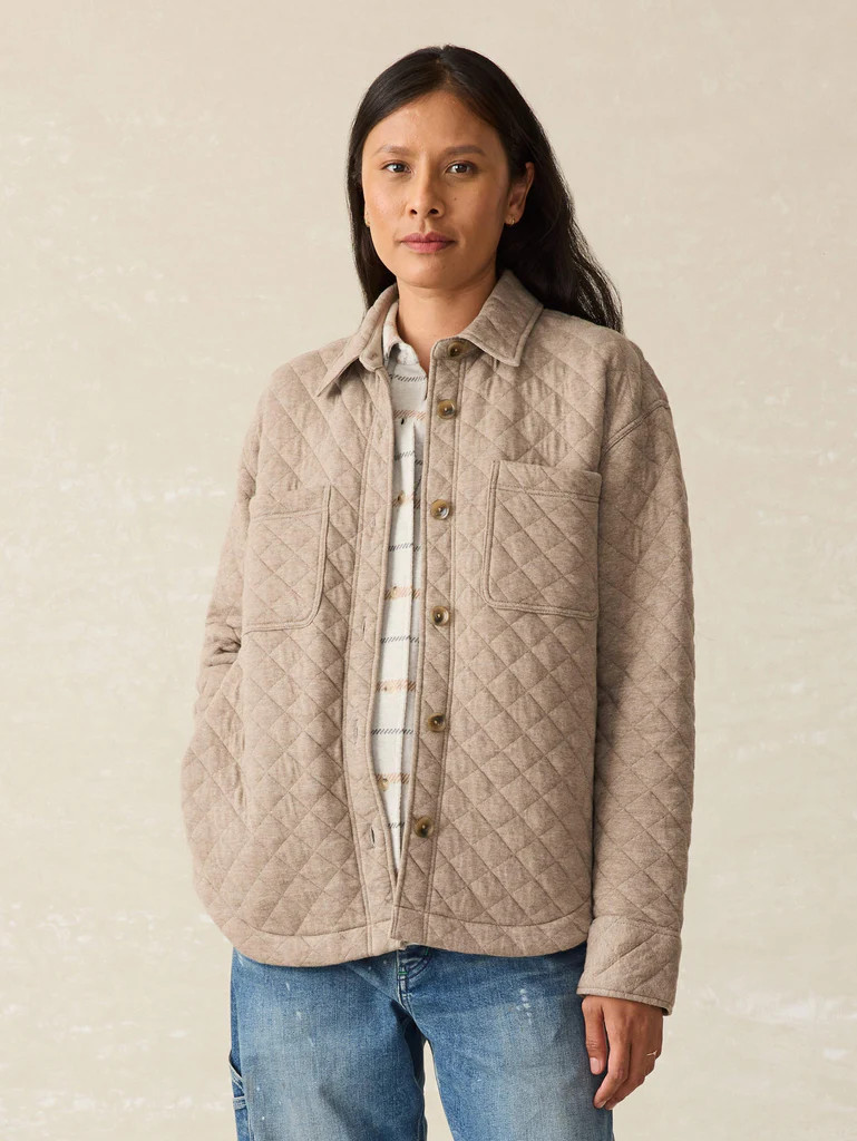 Epic Quilted Fleece Shirt Jacket - Mink Heather | Faherty