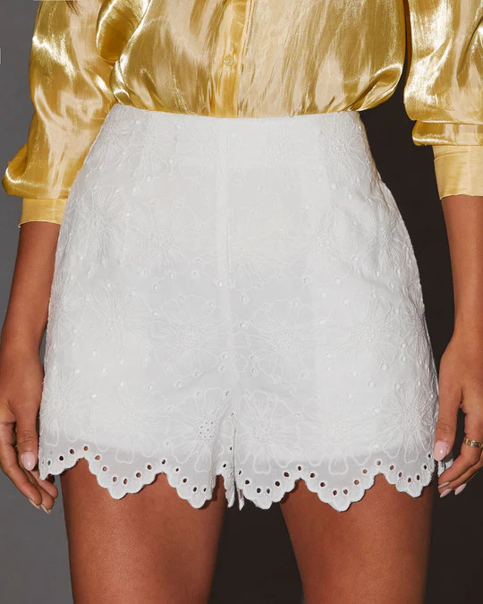 Nancy Eyelet Mid Rise Shorts | VICI