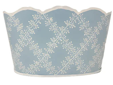 Blue & White Trellis Scalloped Planter | The Enchanted Home