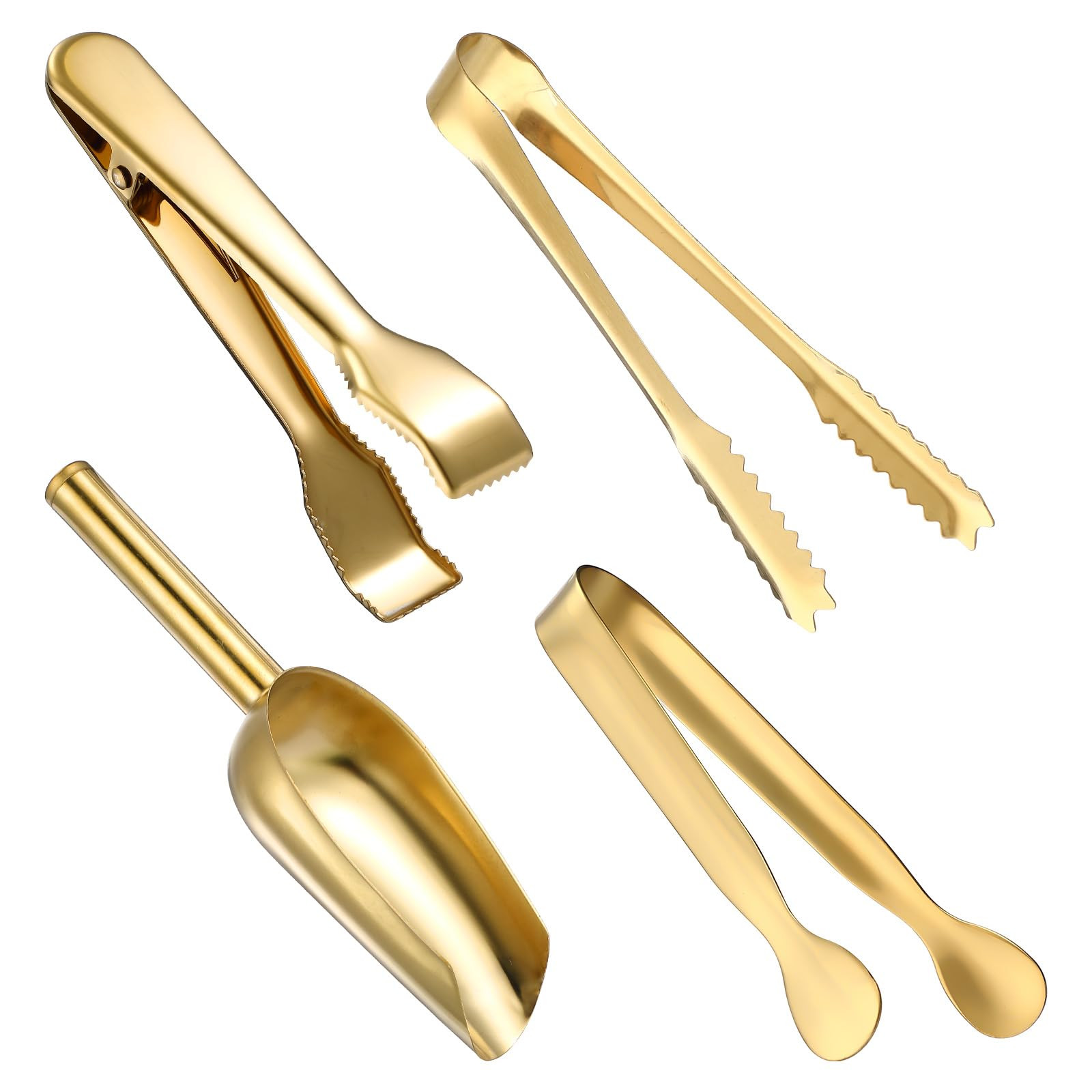 Sieral 4 Pieces Ice Tongs and Scoops Stainless Steel Ice Cube Tong with Teeth Shovel Scoop Buffet... | Amazon (US)