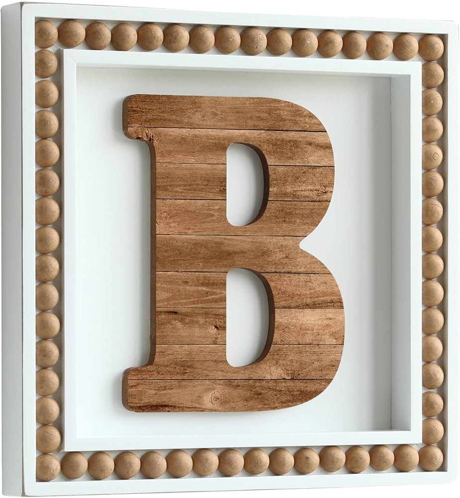 COLLECTIVE HOME - Monogram Wall Signs, Wood Letter Decor with Beads, Personalized Letters for Wal... | Amazon (US)