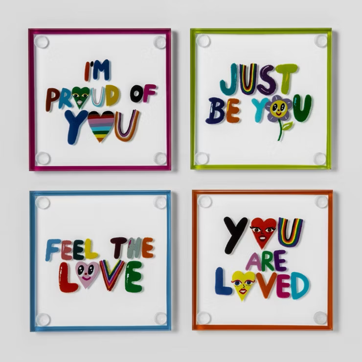 4pk Glass Coasters - Pride | Target