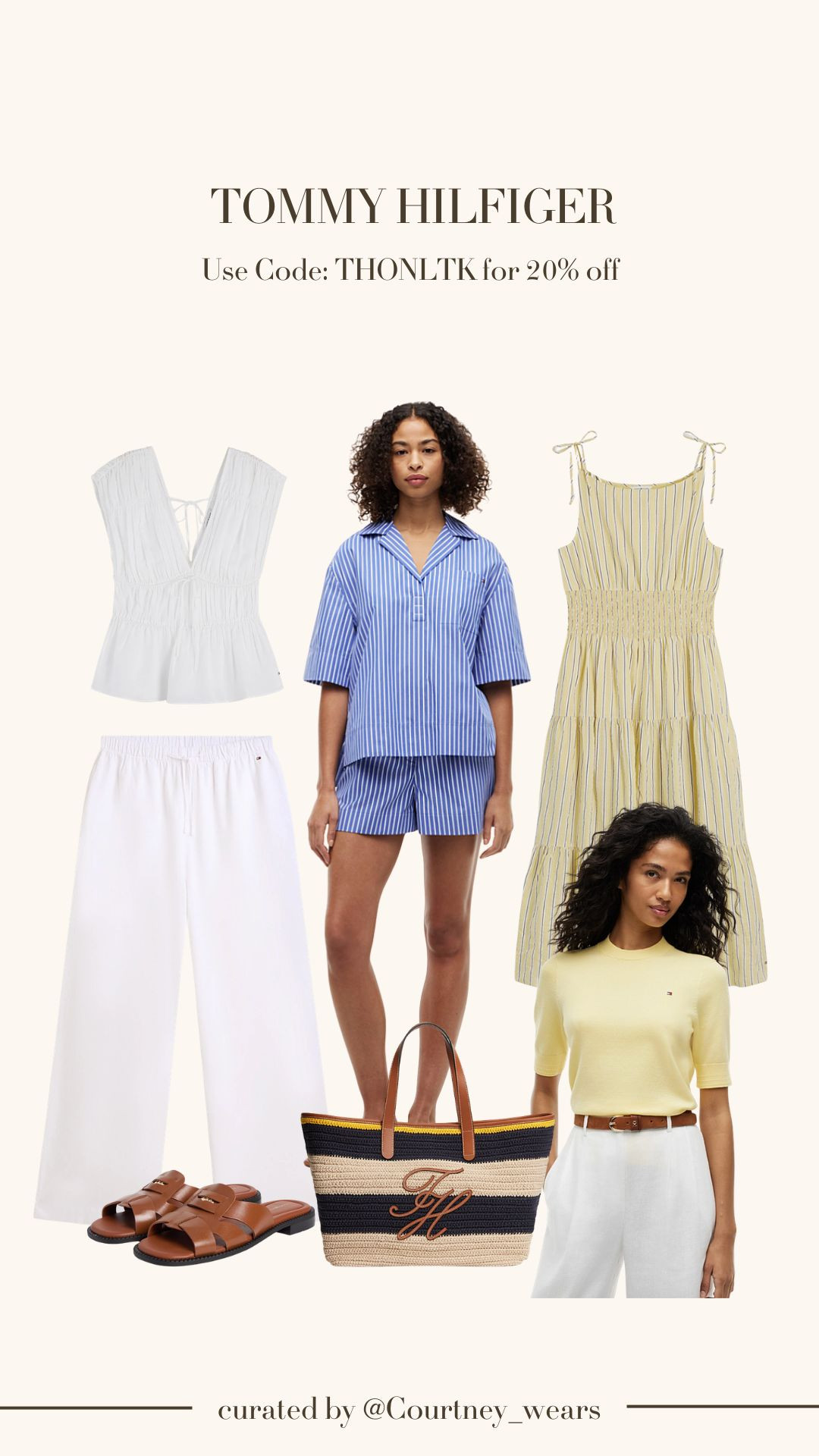 Tommy Hilfiger 20% Off with code THONLTK 

Tommy Hilfiger Summer Edit, Blue Stripe Co-Ord, Yellow Stripe Midi Dress, White Linen Trousers, White Peplum Top, Yellow Knit Top, Raffia Tote Bag, Brown Sandals, Neutral Summer Wardrobe 

 #LTKxTommyHilfiger #LTKspring #LTKsummer