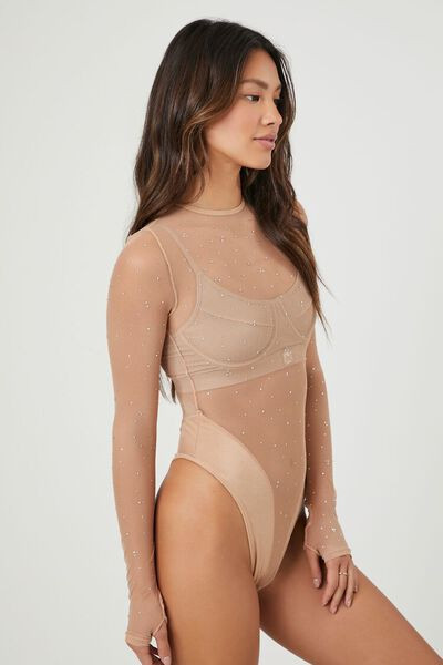 Sheer Mesh Rhinestone Bodysuit | Forever 21 | Forever 21 (US)